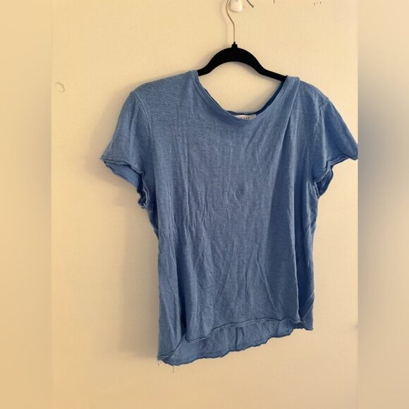 FRAME Easy True Organic Linen Tee In Blue - Picture 3 of 7